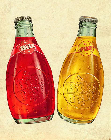 Bilz & Pap RETRO by Oscar Ramos, via Behance Vintage Soda Bottles, Food Art Photography, Juice Packaging, Retro Ads, Illustration Food, Beverage Packaging, Juice Bottles, Bottle Packaging, Creative Packaging Design