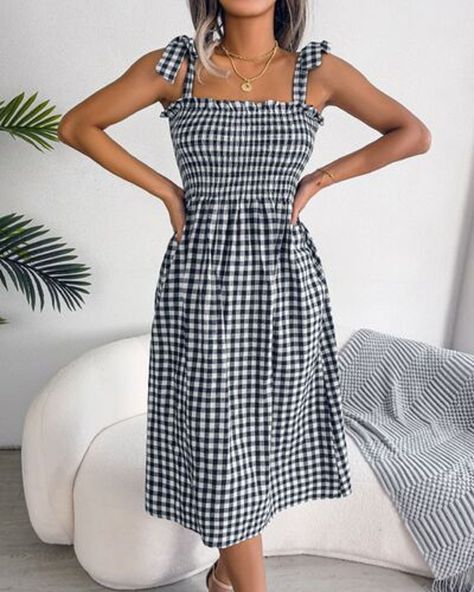 Embrace summer vibes with our Frill Plaid Square Neck Midi Dress, now only $26.00! ☀️👗 🛒Buy Now - https://buff.ly/3KK6CiM [ dresses, summer dresses, floral dresses, pattern dresses, h&m dress, haul, summer vibes, cotton dresses, linen dresses, dress season, dress girl, dresses you need, minimal dresses, comfy dresses, cute dresses, comfortable dresses, pink dresses, black dress ] #summerdresses #floraldresses #patterndress #hmdress #dresshaul #summervıbes #summervibes🌴 #cottondresses #li... Square Neck Midi Dress, Picture Style, Long Sleeve Gown, Royal Blue Dresses, Plaid Fashion, Gingham Dress, Casual Lace, Daily Dress, Mid Length Dresses