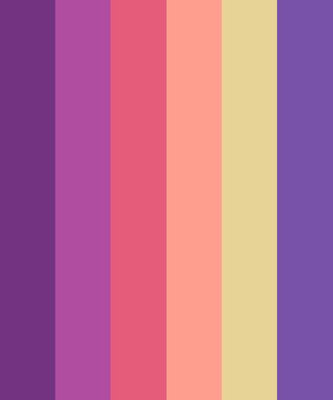 Sunset of Purple Color Palette Color Schemes Purple, Lavender Color Pallete, Purple Combination, Purple Retro Aesthetic, Complimentary Color Palette, Purple Color Pallet, Yearbook Color Palette, Colour Palette Purple, Pink Purple Palette