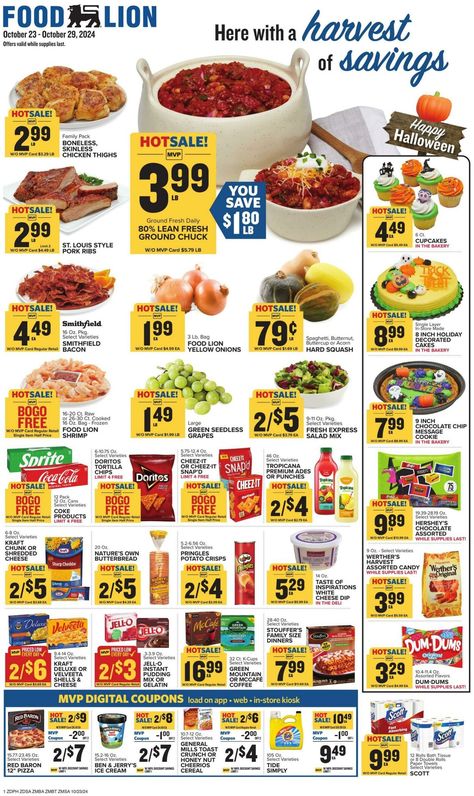 Food Lion - Current weekly ad 10/29 - Weekly Ads, Promotions - weeklyadszone.com Punch Bowl Cake, Natural Grocers, Bowl Cake, King Food, Food Insecurity, Skinless Chicken Thighs, Weekly Ads, Food Lion, Fresh Market