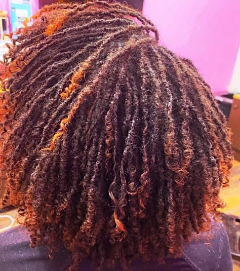 Ginger Sisterlocks, Dyed Microlocs, African Natural Hairstyles, Sisterlocks Styles, Natural Hair Transitioning, Short Locs Hairstyles, Dyed Natural Hair, Natural Styles, Black Hair Care