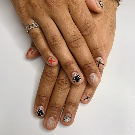 𝐀. on Twitter: "Here’s their full set! Nails by me 🥰… " Guy Nails, Nails Emo, White Toes Nail, Men Nail Polish, Jumper Nails, Nails Design Short, Flame Nails, Nail Room Ideas, Pride Nails Designs