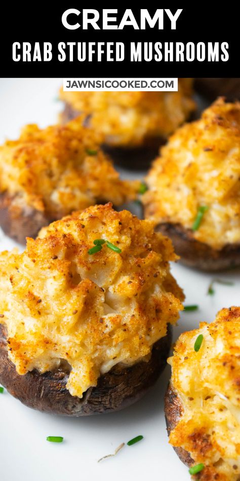 These super simple Crab Imperial Stuffed Mushrooms are a rich, satisfying appetizer or party snack that come together in about 15 minutes! Loaded with crab flavor, these are always a crowd pleaser! Three Cheese Stuffed Mushrooms, Italian Dips, Best Mushroom Recipe, Crab Imperial, Best Holiday Appetizers, Christmas Appetizers Easy, Crab Stuffed Mushrooms, Cheese Stuffed Mushrooms, Crab Stuffed