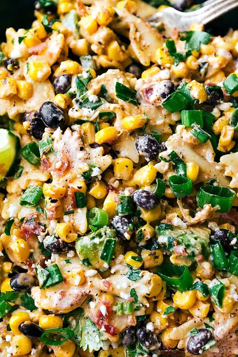 Mexican Street Corn Pasta Salad | Chelsea's Messy Apron Mexican Street Corn Pasta Salad, Mexican Street Corn Pasta, Low Carb Veggie, Street Corn Pasta Salad, Street Corn Pasta, Corn Pasta Salad, Female Foodie, Salads Ideas, Salad Bacon