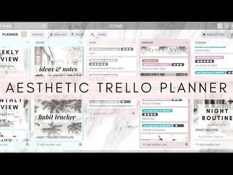 5 Steps to Turn Trello Into a Digital Planner That Will Boost Your Productivity Trello Planner, Trello Ideas, Aesthetic Planners, Trello Templates, Student Planner Printable, 2024 Planner, Small Business Planner, Planner Dashboard, Notion Template