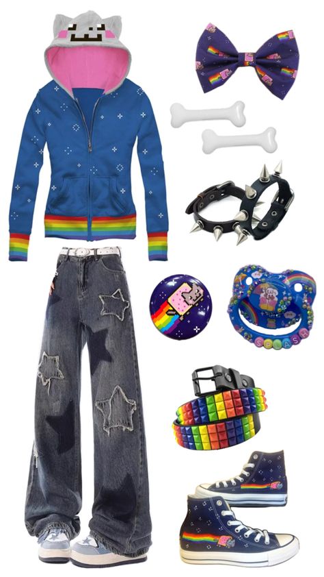 For Rainbro ⚡️ Scene Core Clothes, Scene Outfits Winter, Ravecore Outfits, Scene Winter Outfits, Webcore Outfits, Scene Core Outfit, Scenecore Clothes, Scenecore Outfit, Scene Kid Fashion