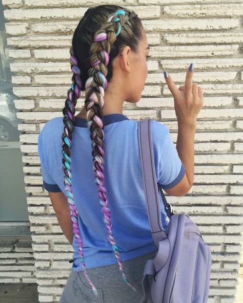 Dutch Braids | Cornrows | Feed-in Braids | Rainbow Hair  | IG @hairbymadimo Cornrows Extensions, Boxing Braids, French Braid Styles, Festival Braids, Hair Details, Braid Inspiration, Dutch Braids, Kanekalon Hairstyles, Rainbow Hair Color