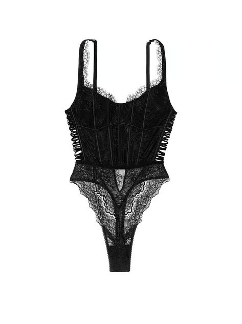 Buy Dream Angels Wicked Corset Teddy - Order Teddies online 5000009778 - Victoria's Secret US London Outfits, Black Lace Corset Top, Corset Bodysuit, Black Lace Corset, Lingerie Catalog, Black Lace Bodysuit, Red Bodysuit, Velvet Bodysuit, Bodysuit Top