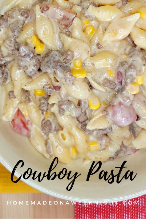 Giddy up! This Cowboy Pasta is packed with so much flavor you are gonna be yelling YeeHAW all night!!! https://homemadeonaweeknight.com/2021/10/21/cowboy-pasta #pastadishes #pastarecipes #pastanight #cowboypasta Cowboy Pasta Recipe, Cowboy Pasta, Peanut Butter Toffee, Chocolate Chip Cookies Easy, Toffee Chocolate Chip Cookies, Deep Dish Pie, Toffee Chocolate, Southern Chicken, Cookies Easy