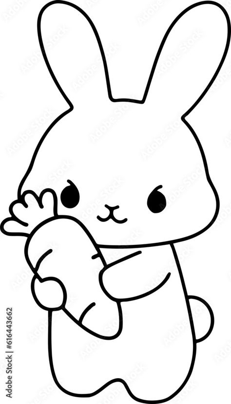 Drawing Cute Rabbit, Journal Drawings, Black And White Outline, Bunny Coloring, Illustration Black And White, Easy Disney Drawings, Rabbit Colors, Rabbit Vector, Outline Images