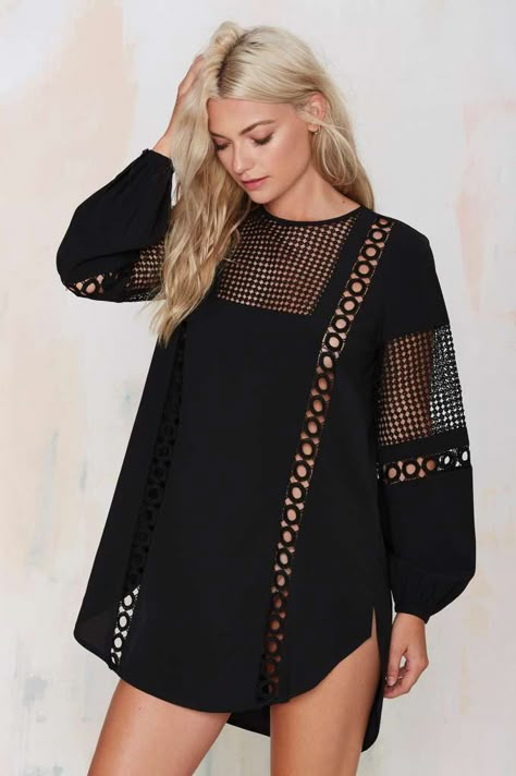 Bridgette Crochet Shift Dress - Shift | LBD Áo Blu, Mode Kimono, Neue Outfits, Summer Boho, Looks Black, Shift Dress Black, Crochet Blouse, Women's Wear, Dress Ideas