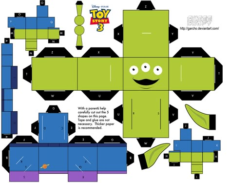 Cubeecraft Templates Papercraft Alien Toy Story Toy Story Crafts, Toy Story Theme, Paper Toys Template, Toy Story Alien, Toy Story Birthday Party, Toy Story 3, Paper Toy, Toy Story Birthday, Toy Story Party