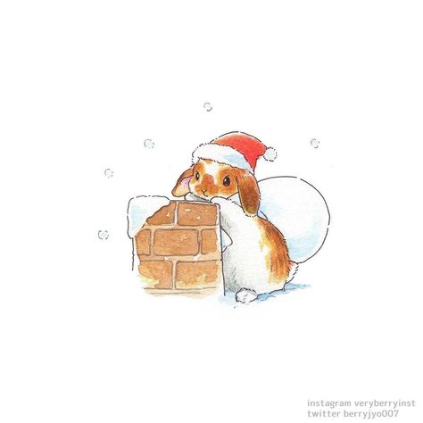 Cute Animal Drawing Wallpaper, Christmas Cards Bunny, Cute Christmas Animal Drawings, Christmas Hamster Drawing, Christmas Drawing Animals, Rabbit Christmas Illustration, Cute Winter Animals Illustration, Christmas Bunny Painting, Christmas Rabbit Drawing