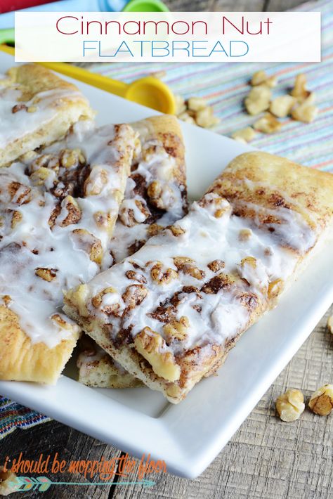 Cinnamon Nut Flatbread | A delicious deconstructed cinnamon roll! Fancy Pantry, Rhodes Rolls, Mopping The Floor, Flat Breads, Cinnamon Nuts, Canned Biscuits, Biscuit Rolls, Dough Recipes, Sweet Dough