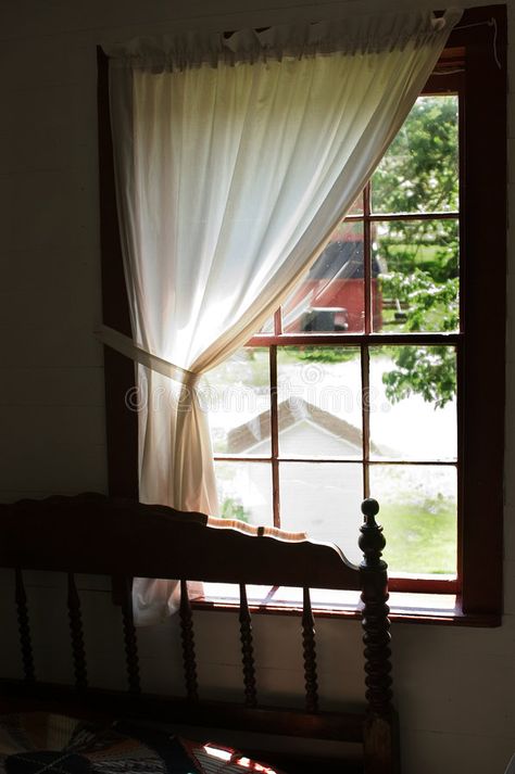 View from an Amish bedroom window. A window with the Amish style curtains lookin , #Sponsored, #window, #style, #bedroom, #View, #Amish #ad An Open Window, Cottage Windows, Elsie De Wolfe, Woodland Cottage, Irish Cottage, Looking Out The Window, Beautiful Windows, Bedroom Windows, Window Dressings