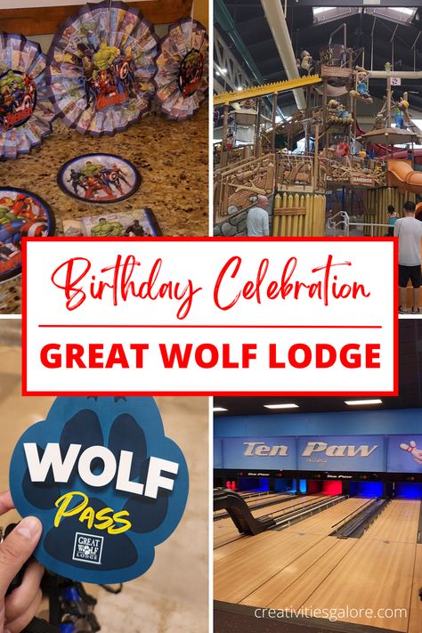 Great Wolf Lodge Birthday Ideas, Great Wolf Lodge Party Favors, Great Wolf Lodge Birthday, Wolf Themed Birthday Party, Disneyland Fireworks, Birthday Party Goodie Bags, Wolf Lodge, Great Wolf Lodge, Adventure Theme