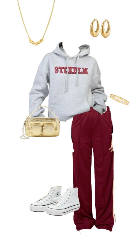 Fall burgundy pants sweater hoody red Burgundy Sweats Outfit, Burgundy Hoodie Outfit, Burgundy Sweatpants Outfit, Sweats Outfit, Burgundy Hoodie, Burgundy Pants, Sweatpants Outfit, Comfy Outfit, Hoodie Outfit