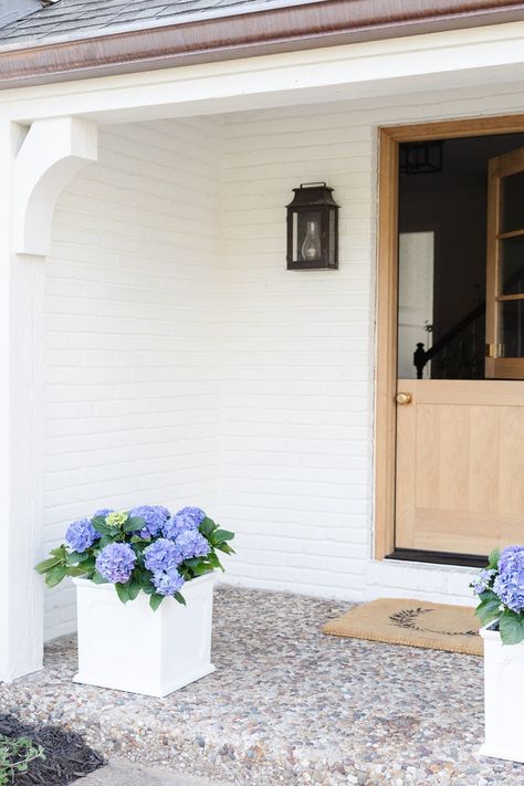 Ranch Porch, White Exterior Paint Colors, Dutch Doors Exterior, Split Door, Dutch Doors, White Exterior Paint, Julie Blanner, Copper Lantern, Best White Paint