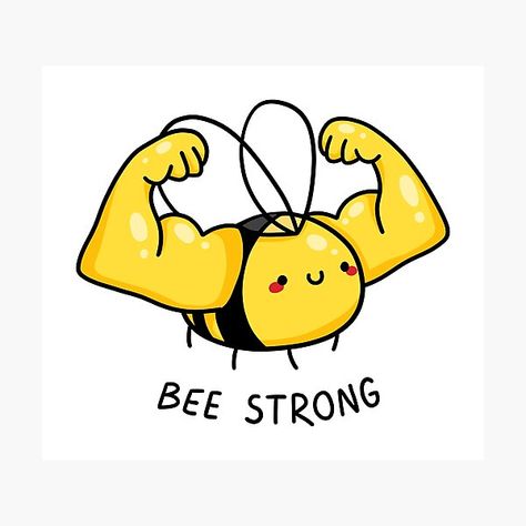 Bee Strong, Weird Stickers, Funny Laptop Stickers, Sticker Design Inspiration, Cute Laptop Stickers, Cute Words, Funny Doodles, Handmade Sticker, Cool Stickers