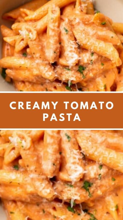 Easy Creamy Tomato Pasta Pasta Dishes Tomato Sauce, Spicy Creamy Tomato Sauce, Creamy Tomatoes Pasta, Creamy Pasta Recipes Tomato, Creamy Red Sauce Pasta, Easy Creamy Tomato Pasta, Cheesy Tomato Pasta, Vegan Creamy Tomato Pasta, Cheesey Pasta