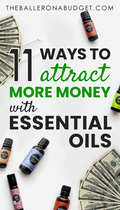 Did you know that essential oils can help you attract more money, wealth, and prosperity? If you’re familiar with the law of attraction, essential oils are a great tool to add to your manifestation arsenal. Here are 11 great ways you can use Edens Garden oils to feel more abundant. And don’t forget to download my FREE book, “Essential Oils For Abundance” to learn even more great ways to use your oils for prosperity! - www.theballeronabudget.com Oils For Money Spells, Essential Oil For Money Spell, Oils For Prosperity, Essential Oils For Prosperity, Money Essential Oils, Money Spray Recipe, Essential Oils For Manifesting, Essential Oils For Abundance, Money Magnet Oil Recipe