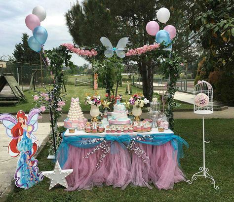 Winx Club Party Decoration, Winx Club Birthday Party Ideas, Winx Birthday Party, Winx Club Birthday Party, Winx Club Party, Winx Club Birthday, Winx Flora, Candy Station, Bloom Winx Club