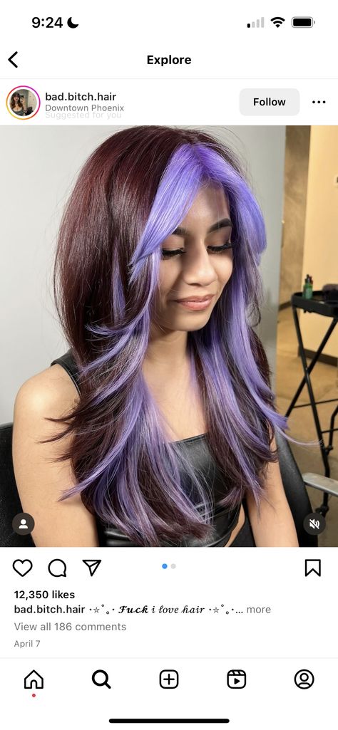 Peekaboo Hair Color Purple, Brown And Purple Hair, Peekaboo Hair Color, Peekaboo Hair, Gorgeous Hair Color, Hair Color Purple, Purple Hair, Gorgeous Hair, Hair Color Ideas