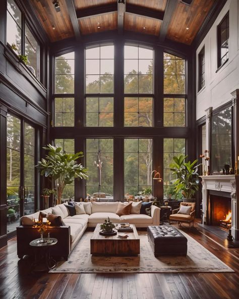 #rustichomedecor #modernhomedesign #woodfloor #luxuryliving Gorgeous Home Interior, Modern Forest House Interiors, Modern Forest House, Living Room Inspiration Cozy, Masculine Living Rooms, California Living, Home Design Living Room, House Interiors, Forest House