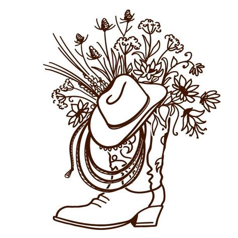 140+ Cowgirl Boots And Flowers Stock Illustrations, Royalty-Free Vector Graphics & Clip Art Cowboy Boot With Flowers, Boot With Flowers, Background Sketch, Cowboy Boot, Cowboy Hat, White Background, Cowboy, Sketch, Tattoos