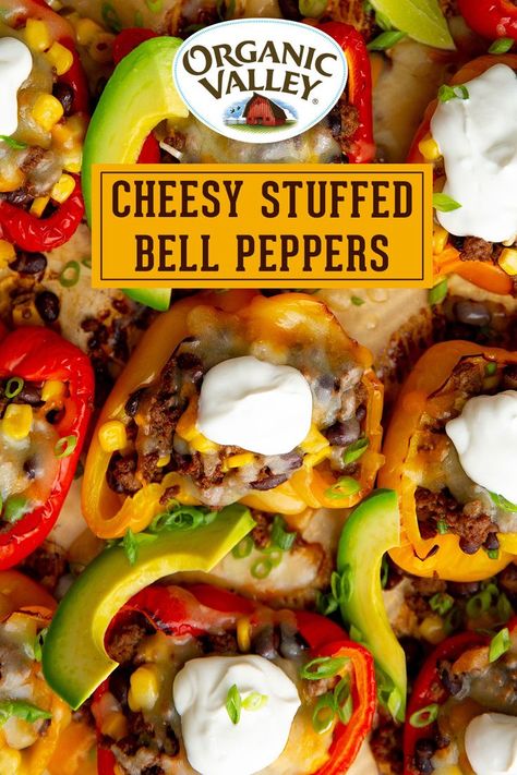 Stuffed Bell Peppers Recipe, Easy Healthy Meal, Organic Valley, Easy Healthy Meal Prep, Quick And Easy Dinner, Cheesy Recipes, Bon Appetite, Health Dinner Recipes, Taco Tuesday