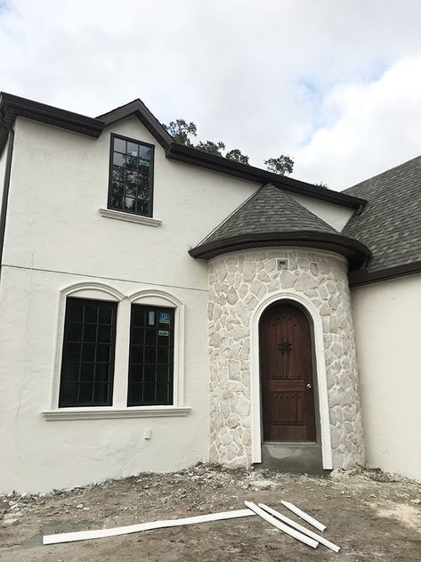 Heights House Build: 20 Week Update | Jenna Sue Design Blog Jenna Sue Heights House, Heights House, Jenna Sue Design, Jenna Sue, Laundry Room Doors, Window Trim Exterior, Exterior Paint Color, Concrete Steps, Exterior Paint Colors For House