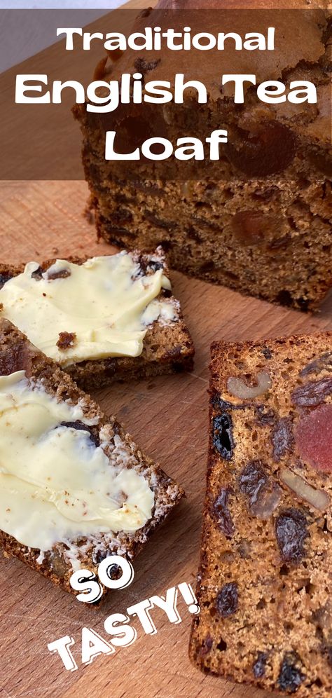 Traditional English Tea Loaf Delicious tea-soaked dried fruits fill this soft, moist, sweet bread. Traditionally served with a spread of butter alongside afternoon tea. Irish Tea Bread, English Tea Cakes Recipes, Traditional English Tea, Tea Breads, Irish Cake, Fruit Cake Recipe Easy, Loaf Breads, English Recipes, Butter Cakes