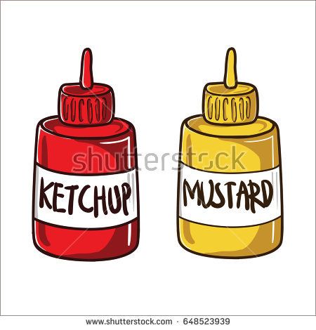 Cartoon Ketchup and Mustard on Bottle Vector Illustration Ketchup And Mustard Tattoo, Ketchup Bottle Drawing, Ketchup Drawing, Bottle Vector, Crown Kids, How To Make Mayonnaise, Ketchup And Mustard, Chef Party, Bestie Tattoo