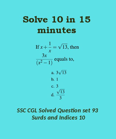 SSC CGL Solved question Set 93, Surds and indices 10 | SureSolv Surds And Indices Formula, Ssc Cgl Notes, Math Olympiad Problems, Math Formula Chart, Formula Chart, Math Olympiad, Teaching Math Strategies, Math Book, Electromagnetic Induction