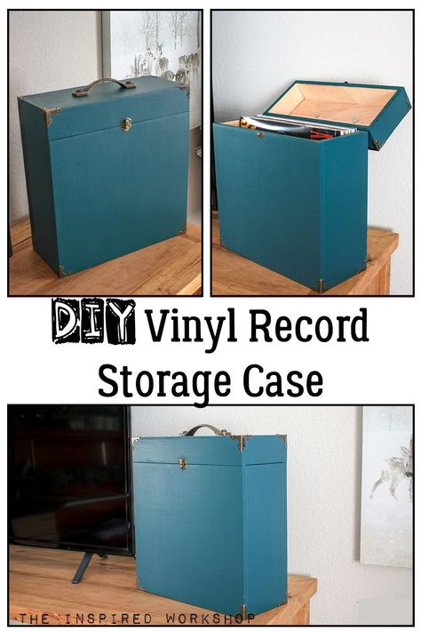 This DIY record storage case is the perfect DIY gift for that vinyl music lover in your family or on your friends list! Build one for yourself as well and no one will be upset! Organize and store your vinyl records in this DIY record case and leave it out as home decor as well! Inexpensive to build and can be built with scrap wood in only an hour or two! Start building your DIY gifts now! Vinyl Storage Ideas Records Diy, Diy Record Storage, Record Storage Ideas, Diy Vinyl Record, Diy Record, Rental Home Decor, Workshop Projects, Plywood Projects, Build Projects