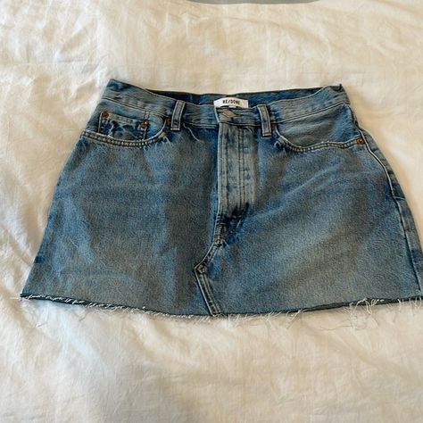 Vintage Re-Done Denim Mini Skirt Jean Skirt Mini, Split Denim Skirt, Redone Denim, Mini Skirt Denim, Vintage Mini Skirt, Mini Jean Skirt, Skirts Vintage, Mini Outfit, Jean Skirts