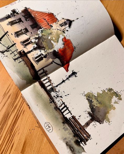 Фото Martin Lachmair в Instagram • 28 май 2024 г. в 23:59 Daily Sketchbook, Architecture Sketchbook, Color Study, Color Studies, Urban Sketching, Alcohol Ink, Pen And Ink, Art Ideas, Art Supplies