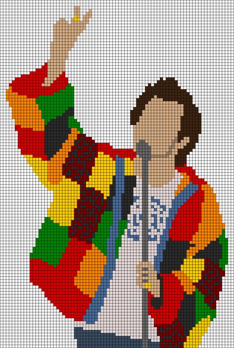 Harry Styles Cross Stitch Patterns, Crochet Grid Taylor Swift, Alpha Pattern Harry Styles, Harry Styles Perler Beads, Harry Styles Pattern, Harry Styles Cross Stitch, Harry Styles Cardigan, Grid Patterns, Graph Crochet