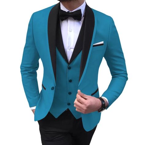 Blue Mens Suits 3 Piece Black Shawl Lapel Casual Tuxedos for Wedding Groomsmen Suits Men 2020 (Blazer+Vest+Pant) _ - AliExpress Mobile Wedding Groomsmen Suits, Cc Men, Cloth Aesthetic, Cloth Styles, Tuxedos For Wedding, Mens Sweat Suits, Drawing Men, Punk Clothes, Casual Grooms