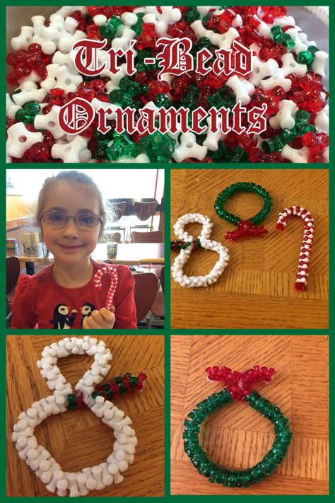 Bead ornaments are easy for kids to make with Tri-Beads and Pipe Cleaners. They are easy enough for pre-schoolers to make, but still fun for older kids. Christmas Countdown Craft, Kids Crafts Easy, Christmas Countdown Crafts, Kids Crafts Organization, Christmas Beads Craft, Countdown Activities, Beaded Ornaments Diy, Bead Ornaments, Popsicle Crafts