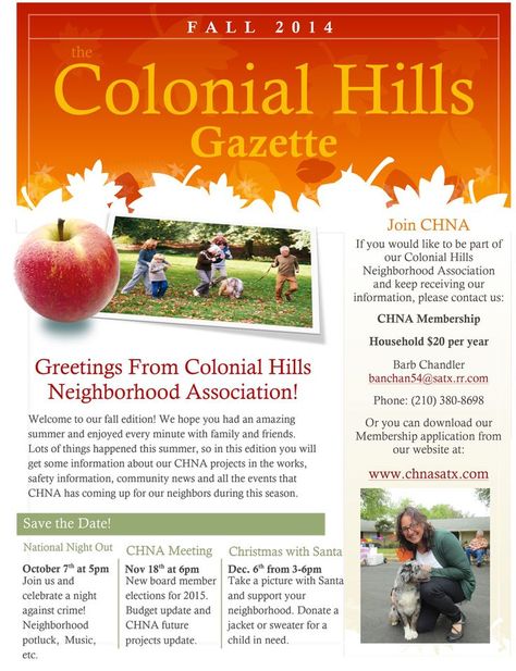 Our Colonial Hills Neighborhood Association Fall Newsletter . Neighborhood Newsletter, Newsletter Template Free, Neighborhood Association, Complex Sentences, Welcome Packet, Dragon Coloring Page, Newsletter Template, Teacher Worksheets, Newsletter Design