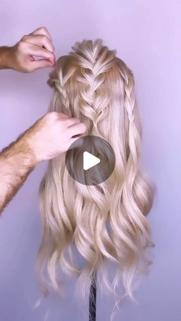 Joseph I'Anson on Instagram: "Looking for a half upstyle? I have you covered with this braided style…. So I started with 3 braids loosed off (to create that undone vibe) combined with a rope braid either side, meeting in the middle, this created the contrasting textures.  To wave the hair I used the @ghdhair Curve Soft Curl Tong (32mm)  L’IMAGE Mannequin - “Denise” from @equip_the_creative use code Joseph10 at the checkout to get 10% off your order.   . Products: @revlonprofessionaluk . . . . . . #hairvideos #hairvideo #hairup #updo #hairupdo #hairupdos #hairtutorial #hairtutorials #updotutorial #bridalhair #weddinghair #bridestyles #bridehair #hairdo #weddinghair #hairreels #reel #réel #reelit #hairart #hairartist #artist #hairideas #hairgoals #updostyles #undonstyle #halfupstyle #halfuph Braided Half Updo Wedding, Half Up Hairstyles With Braid, Simple Bridesmaid Hair Down With Braid, Two Braids And Curls, Updos For Long Hair Half Up Half Down, Up Hairstyles For Long Hair Prom, Side Pony Updo Wedding, Side Braid Updo Wedding, Half Up Do Hairstyles For Weddings