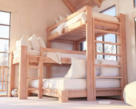 PDF Download, DIY Bunk Bed Plan, Triple Bunk Bed, Two Twin and One Queen Bunk, Beginner Project DIY Bunk Bed Instructions - Etsy Triple Bunk Beds Plans, Diy Bunk Beds Plans, Bunk Beds Small Room, Bunk Bed Plan, Cozy Camper, Bunk Bed Rooms, Bunk Bed Plans, Queen Bunk Beds, Triple Bunk Beds