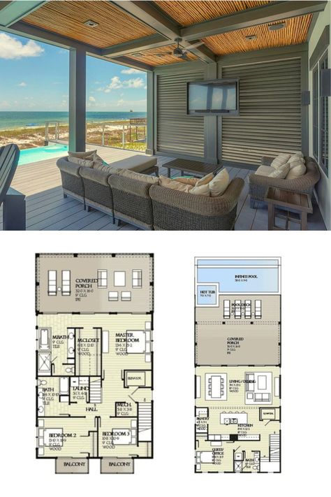 Beach House Open Floor Plan, Beach House Two Story, Floor Plans Beach House, 1 Floor Beach House, Beachfront House Floor Plans, 2 Bedroom Beach House Plans, Beach Home Floor Plan, 2 Story Beach House Floor Plans, Coastal Home Floor Plans