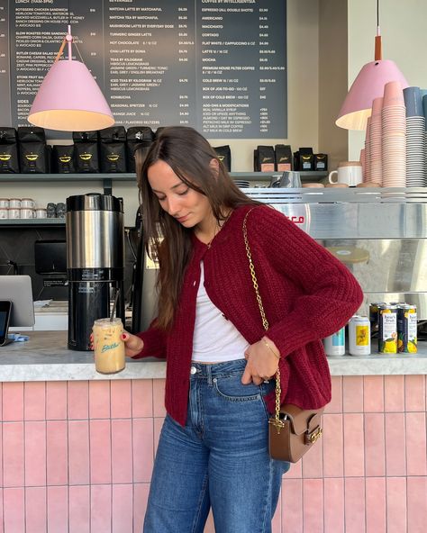 nyc outfit, nyc fashion, nyc night outfits, nyc fall outfit, nyc fall, nyc style, fall fashion, fall 2024, fall shoes, fall outfit ideas, fall transition outfits, fall outfits 2024, early fall ootd, pinterest aesthetic, Pinterest outfit, outfit ideas, outfit inspo, outfit inspiration, ootd inspo, casual style, casual outfit ideas, everyday outfit, Fall outfit, fall outfits, jeans, denim, fall basics, fall staples, jeans women, jeans outfits, jeans and a nice top, wide leg jeans, high waisted jeans, high waist jeans, casual outfits, casual fall outfit, cardigan, cardigan outfit, red cardigan, maroon cardigan, red cardigan outfit, maroon cardigan outfit, burgundy cardigan, burgundy outfit, sezane sweater Maroon Cardigan Outfit, Women Jeans Outfits, Nyc Night Outfit, Burgundy Cardigan Outfit, Fall Outfits Jeans, Red Cardigan Outfit, Sezane Sweater, Outfit Maroon, Nyc Fall Outfits