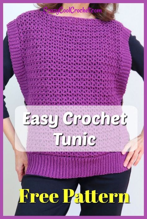 Tunic Pattern Free, Comfy Crochet, Crochet Tunic Pattern, Cool Crochet, Crochet Tank Tops, Stylish Crochet, Garment Pattern, Crochet Summer Tops, Crochet Tunic