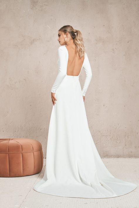 Dresses With Sleeves Elegant, Anastasia Wedding, Vagabond Bridal, Long Sleeve Wedding Dress Backless, Long Sleeve Wedding Dress Simple, Square Neck Wedding Dress, Wedding Dresses 2022, Wedding Dresses Elegant, Simple Elegant Wedding Dress