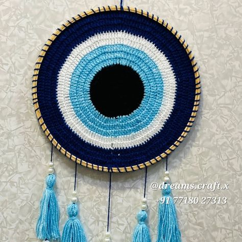 Evil Eye Crochet Dream Catcher Hanging for Home Decoration • Big size • ⁠L: 27 inches • ⁠B: 10 inches • ⁠Top frame: 10 inches #evileyedreamcatcher #evileyebracelet #evileyes #dreamcatcher #homedecor Evil Eye Crochet, Crochet Dream Catcher, Eye Crochet, For Home, Evil Eye Bracelet, Big Size, Evil Eye, Home Decoration, Dream Catcher