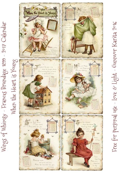 Papel Vintage, Vintage Calendar, Etiquette Vintage, Pretty Printables, Printable Collage Sheet, Free Vintage Printables, The Calendar, Vintage Junk Journal, Images Vintage