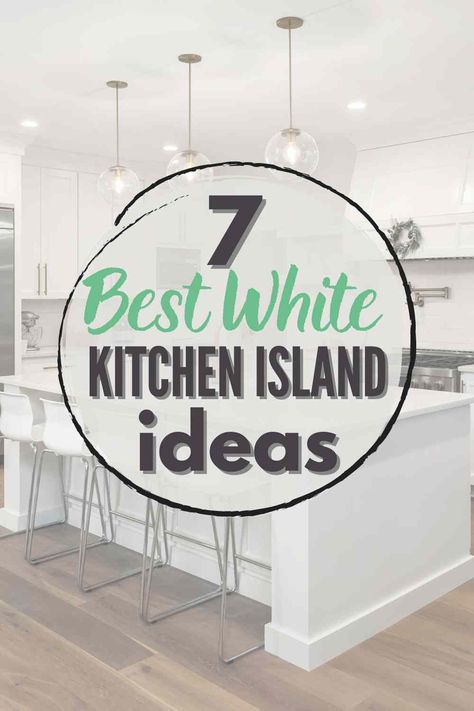 White kitchen islands create a bright and spacious feel that is both stylish and functional. These islands can be used for anything from food prep to entertaining guests or even as a casual dining...check out 7 inspiring designs #homedecor #kitchen #homedecorating #home #kitchendesign All White Kitchen Island, White Kitchen With White Island, Kitchen Island White Countertop, Kitchen Island Colors With White Kitchen, White Kitchen Islands, White Kitchen Island Ideas, White Coastal Kitchen, Painted Beadboard, Nantucket Cottage